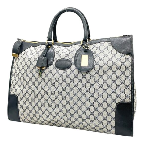Gucci GG Supreme Vintage PVC  Leather Navy Boston Large Travel Weekender Bag - Picture 3 of 16